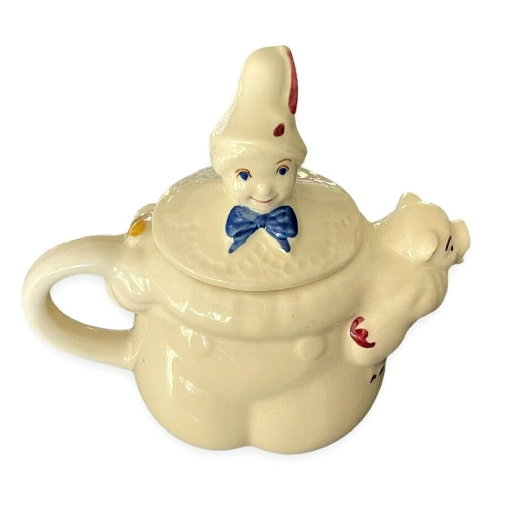 Vintage Shawnee Pottery 1940s Tom The Pipers Son Clown Pig Spout Teapot